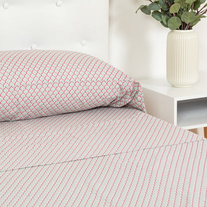 Conjunto de lençóis de algodão rosa-malva com estampa de figo