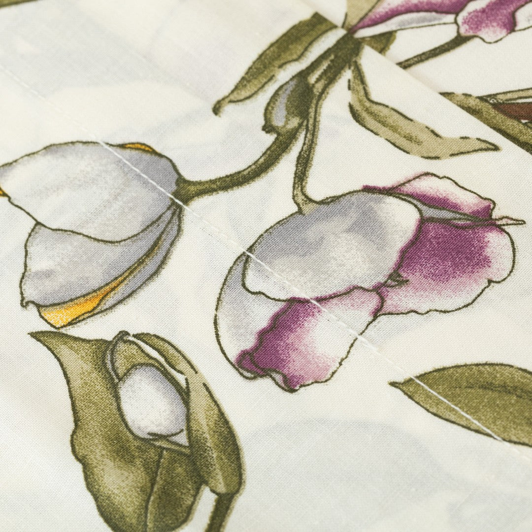 Conjunto de lençóis de algodão percal com estampa de magnólia natural