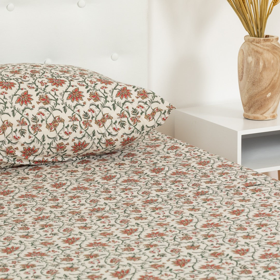 Jogo de lençóis algodão Isabel cor telha