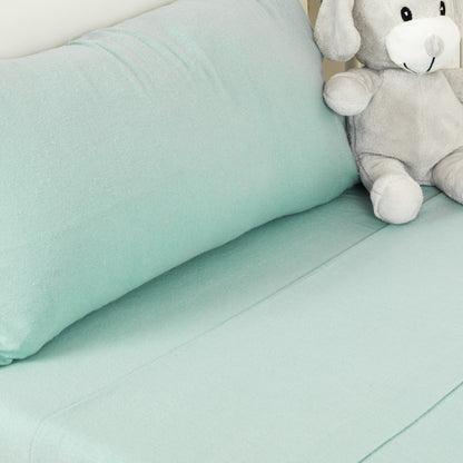 Jogo de lençol flanela verde tiffany cama bebê