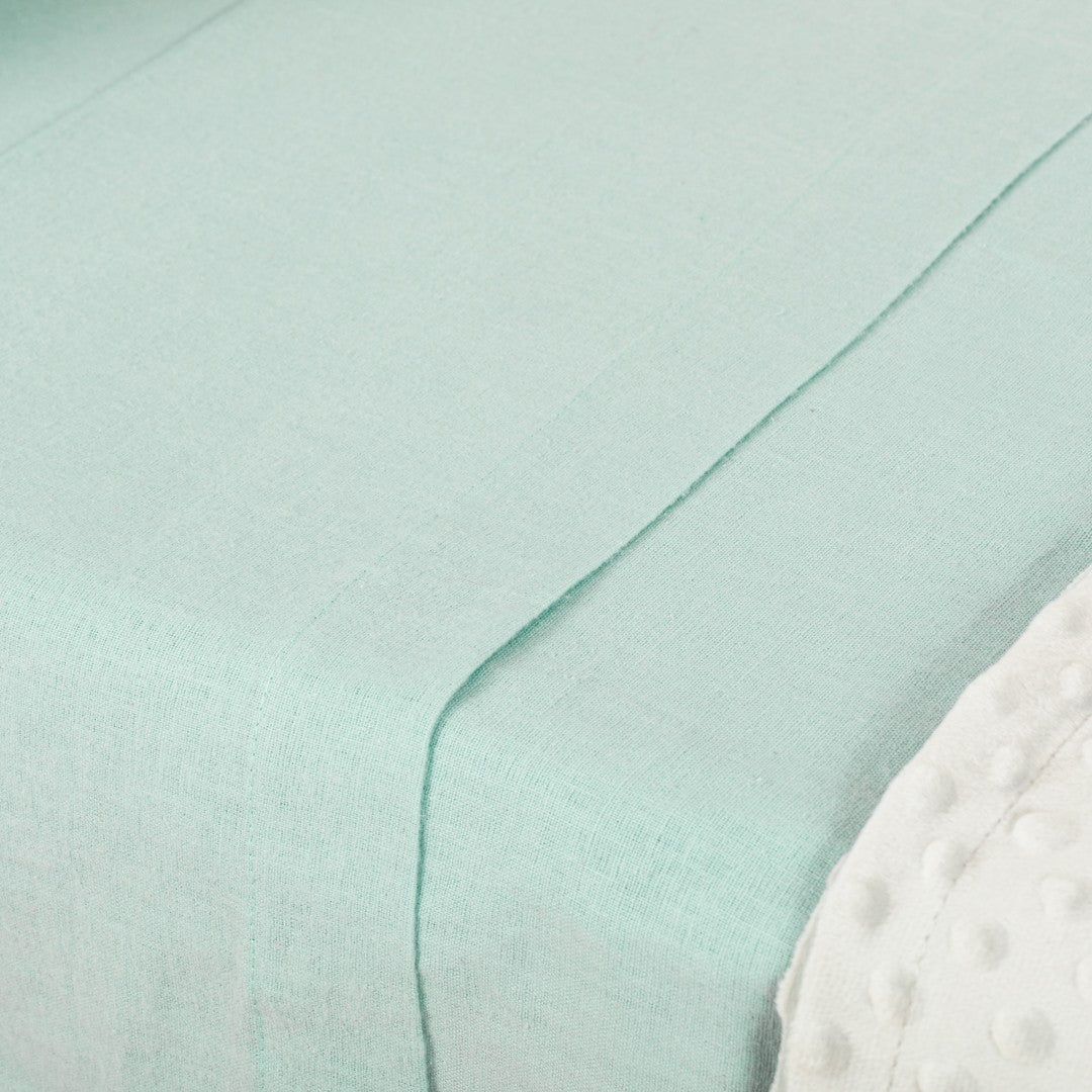 Jogo de lençol flanela verde tiffany cama bebê