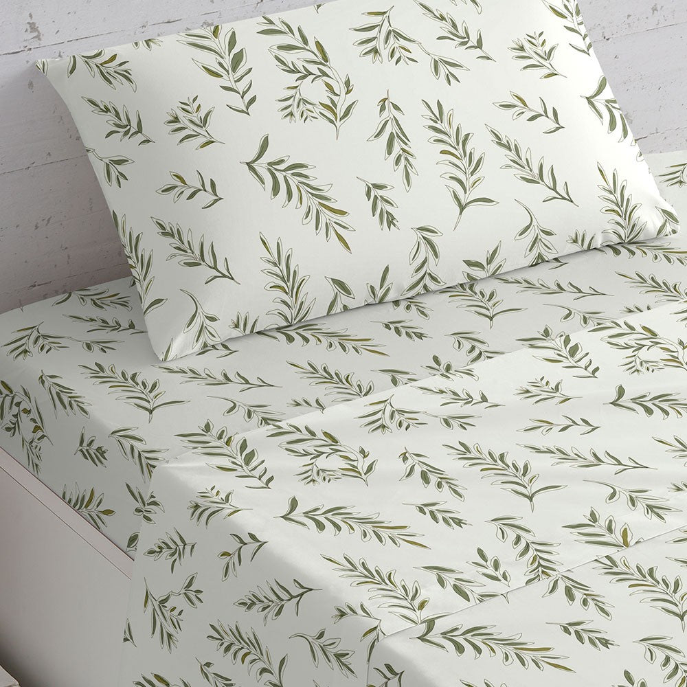 Jogo de lençóis algodão Caliope verde caça