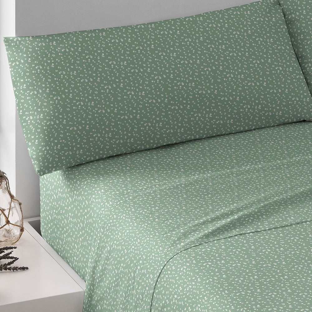 Jogo de lençóis algodão Amalia verde caça