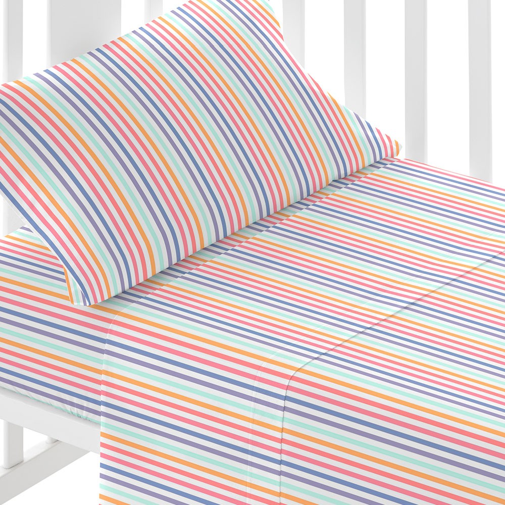 Conjunto de lençóis de berço em algodão com listras de Praga