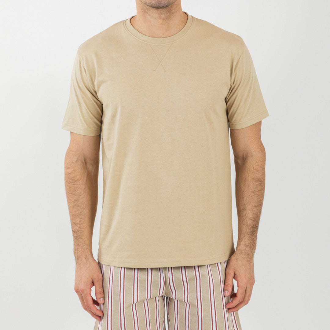 Pijama curto masculino de algodão listrado Ico Sand