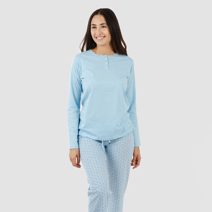 Pijama comprido Timon de algodão azul claro