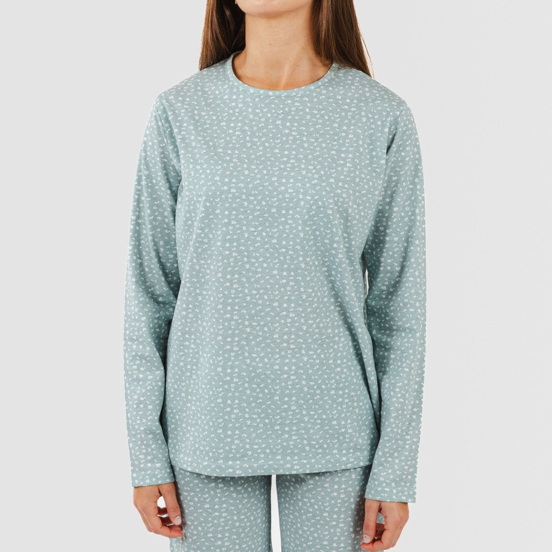 Pijama comprido de algodão Anita, verde desbotado