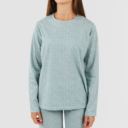 Pijama comprido de algodão Anita, verde desbotado