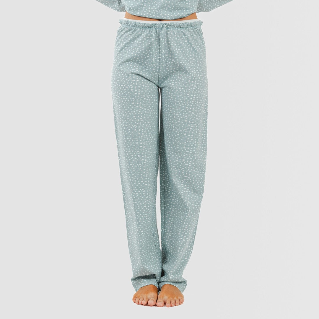 Pijama comprido de algodão Anita, verde desbotado