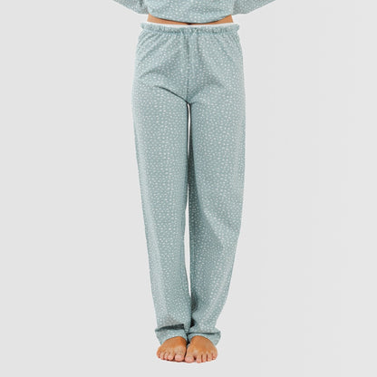 Pijama comprido de algodão Anita, verde desbotado