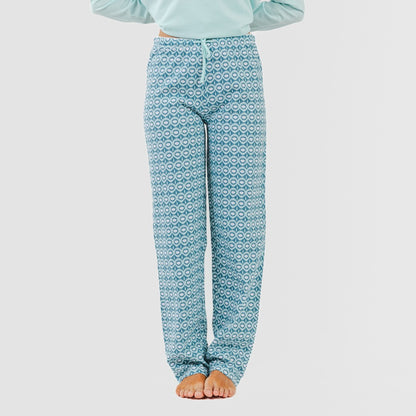 Pijama comprido de algodão verde-azulado Galieni