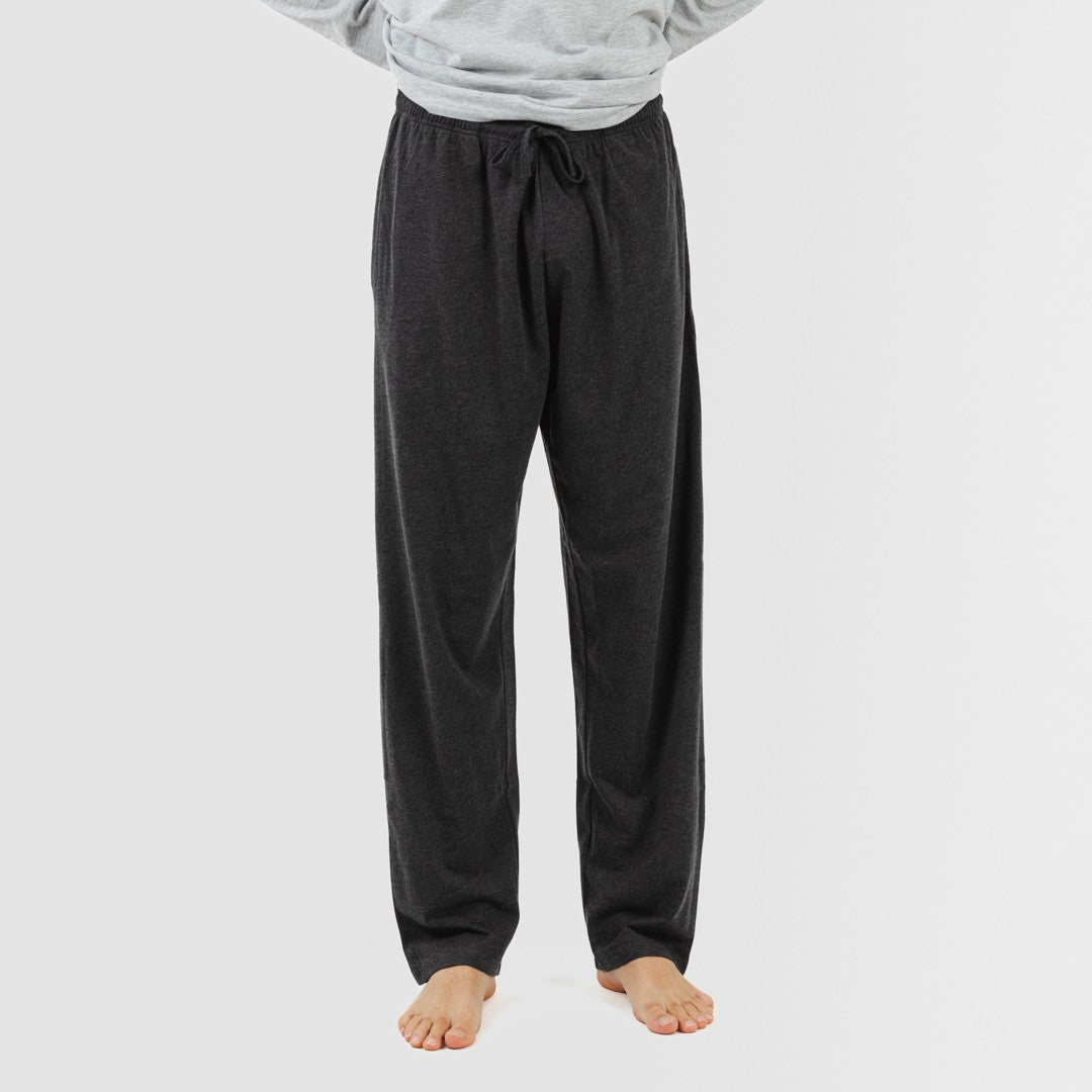 Pijama comprido masculino com botões de pérola - cor carvão