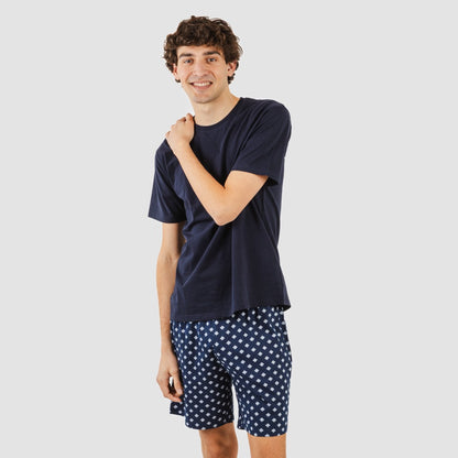 Pijama curto masculino Missy em algodão, azul marinho