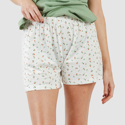 Pijama curto de algodão verde Nevada