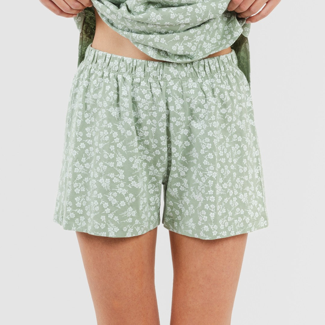 Pijama curto de algodão verde Oniris para caça