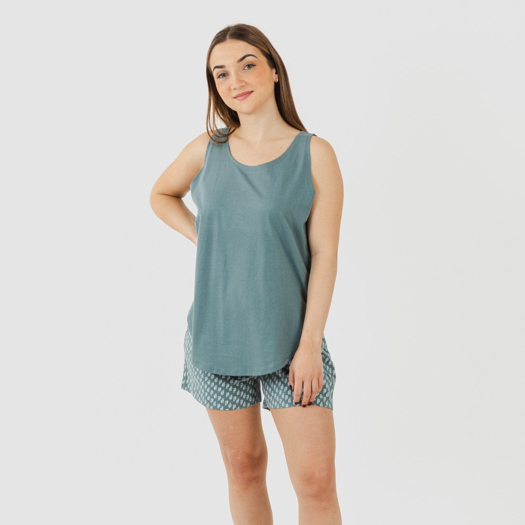 Pijama curto de algodão Teal Tiara