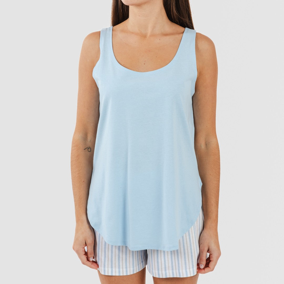 Pijama curto de algodão azul claro da Bennet