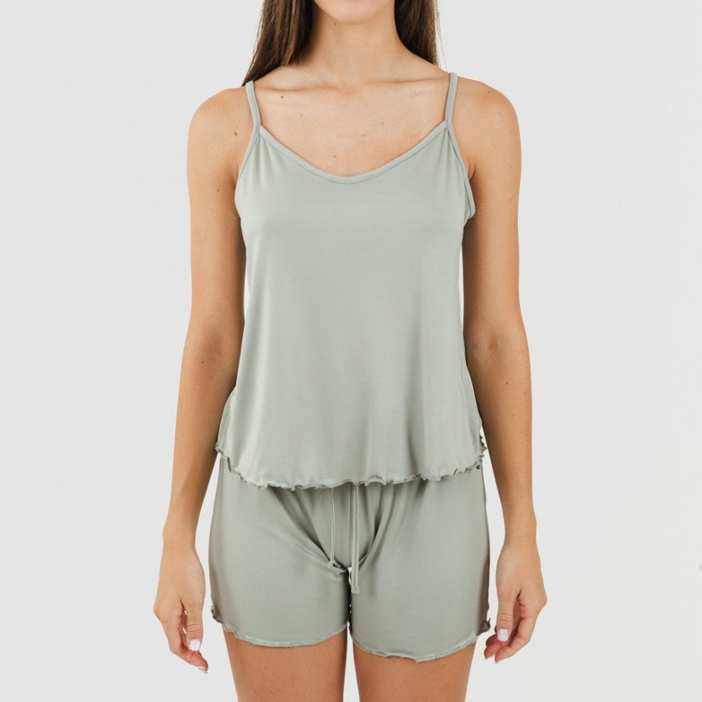 Pijama regata feminino liso e macio