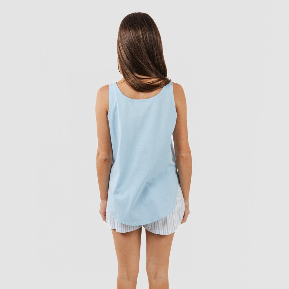 Pijama curto de algodão azul claro da Bennet