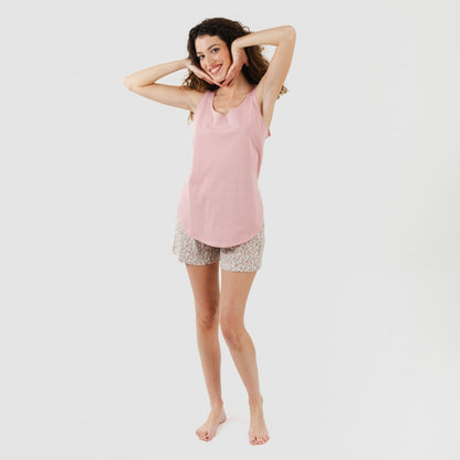 Pijama curto de algodão rosa Sofia