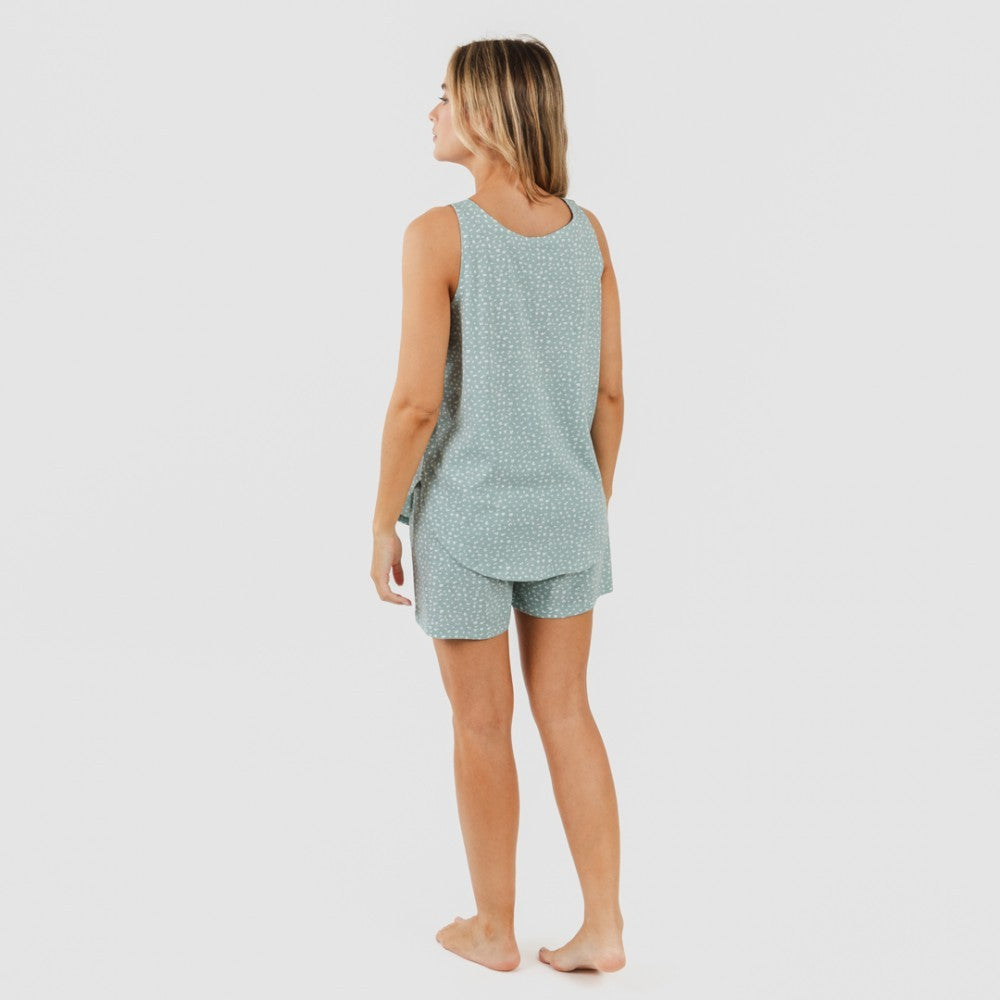 Pijama curto de algodão Anita, verde desbotado