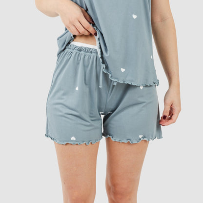 Pijama feminino Soft Hearts Indigo com alças finas
