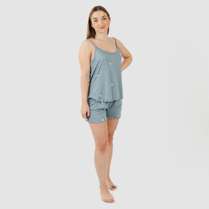 Pijama feminino Soft Hearts Indigo com alças finas