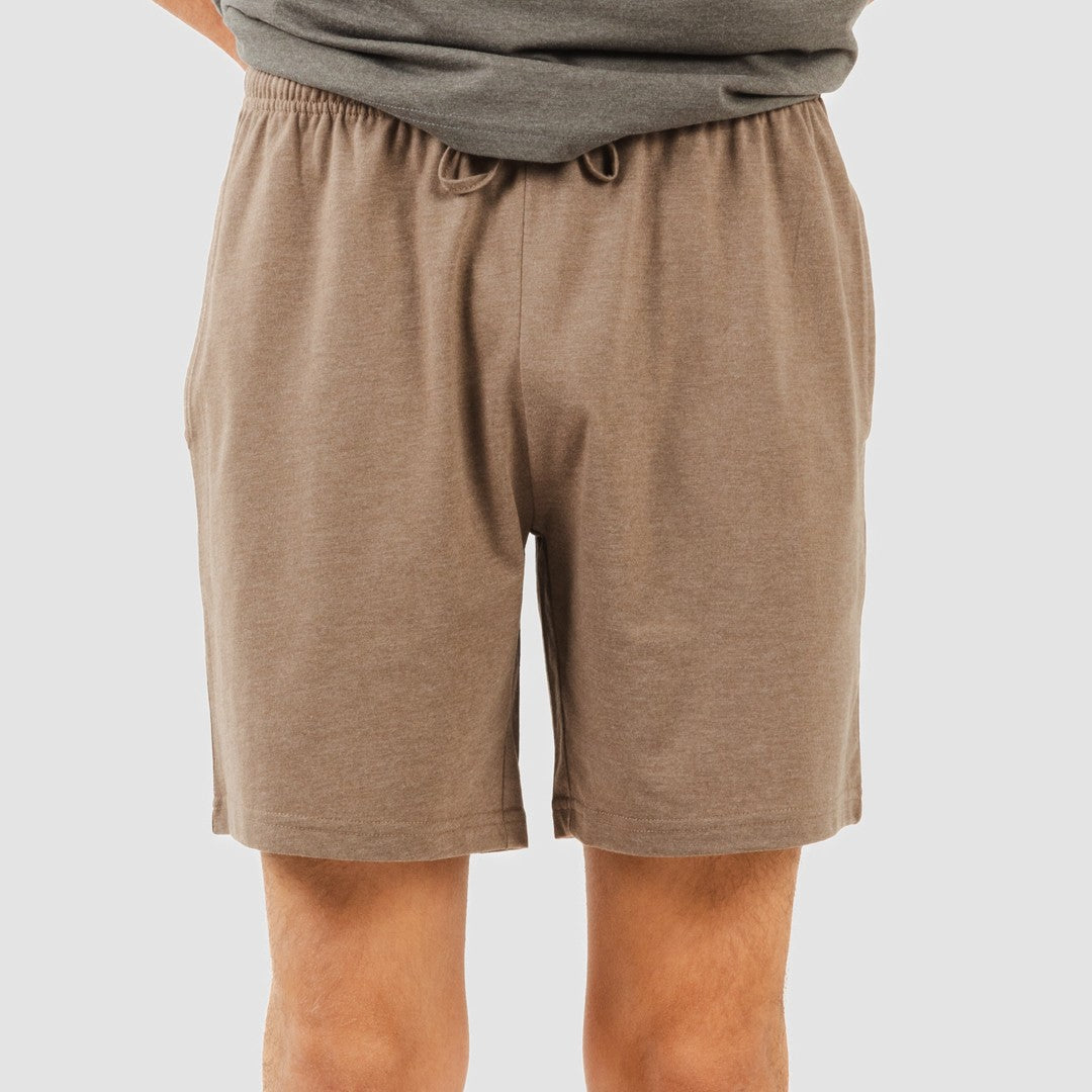 Pijama curto masculino com botões, azul petróleo - marrom