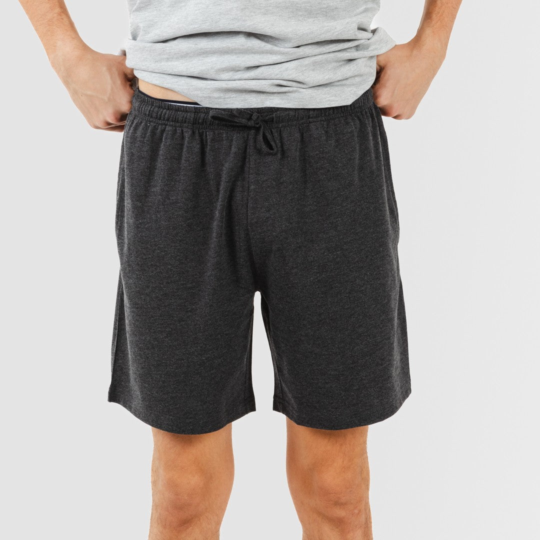 Pijama curto masculino com botões de pérola - carvão