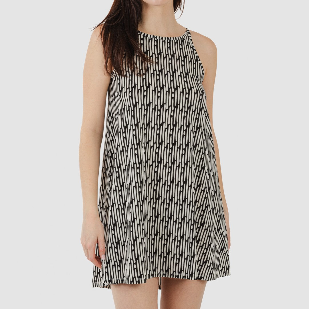 Vestido curto tomara que caia bege crepe Malibu - preto