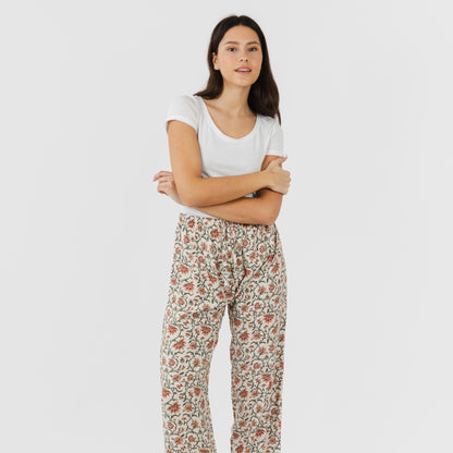 Calças Isabel em viscose, cor terracota