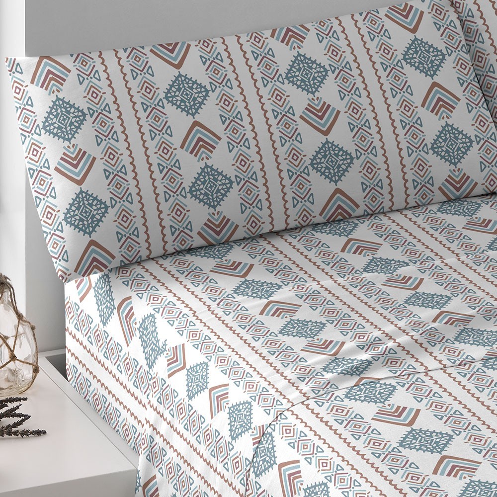 Jogo de lençóis de algodão Iker azul indigo