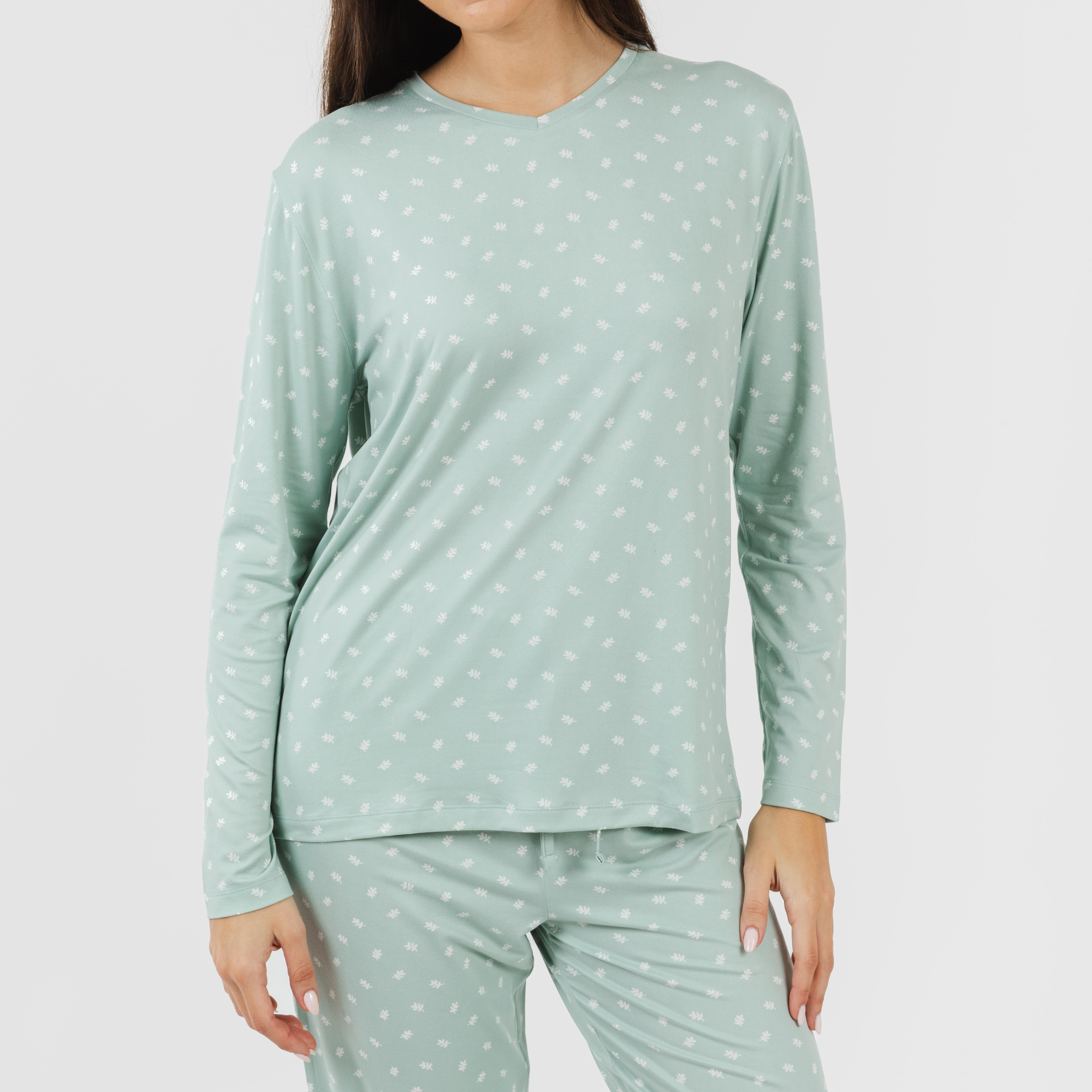 Pijama longo feminino Natalie Tiffany verde claro