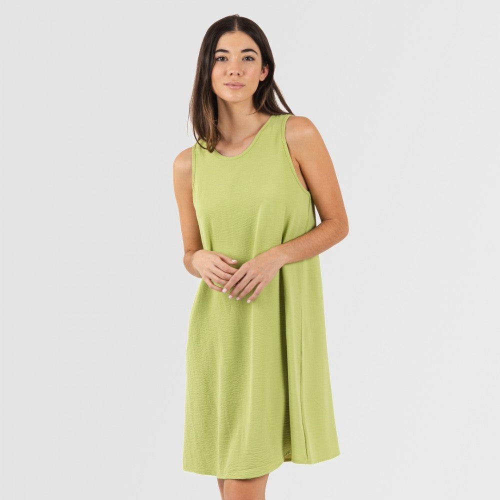 Vestido curto com alças, em musselina de algodão lisa.