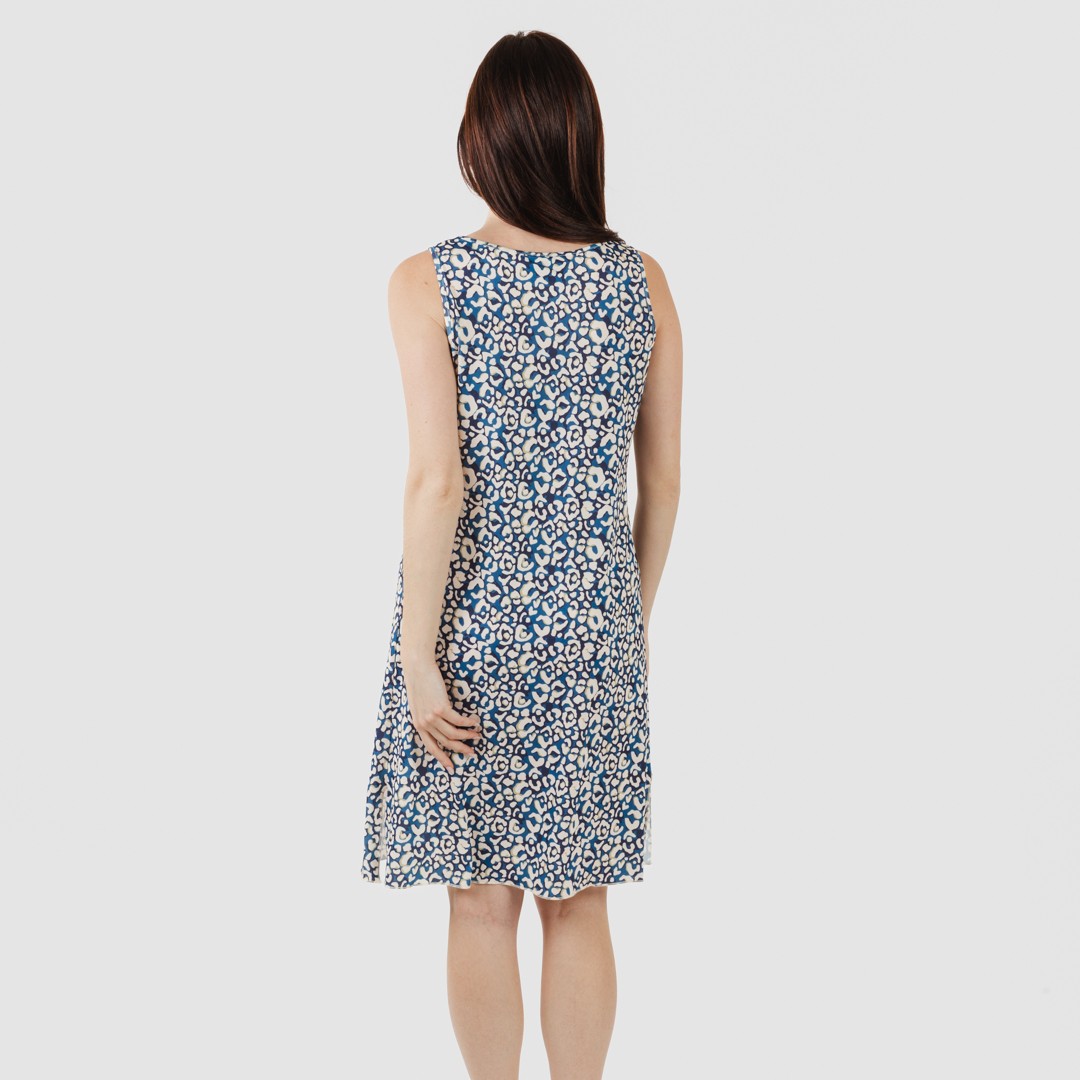 Vestido midi Milina azul marinho com alças finas