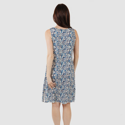 Vestido midi Milina azul marinho com alças finas