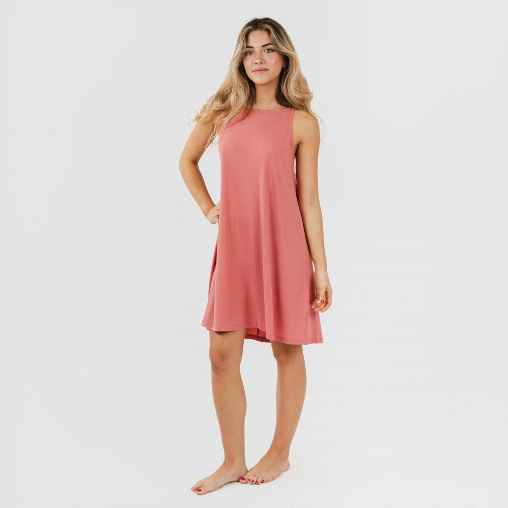 Vestido curto de crepe com alças