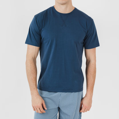 Pijama curto masculino Kristoff em algodão azul marinho