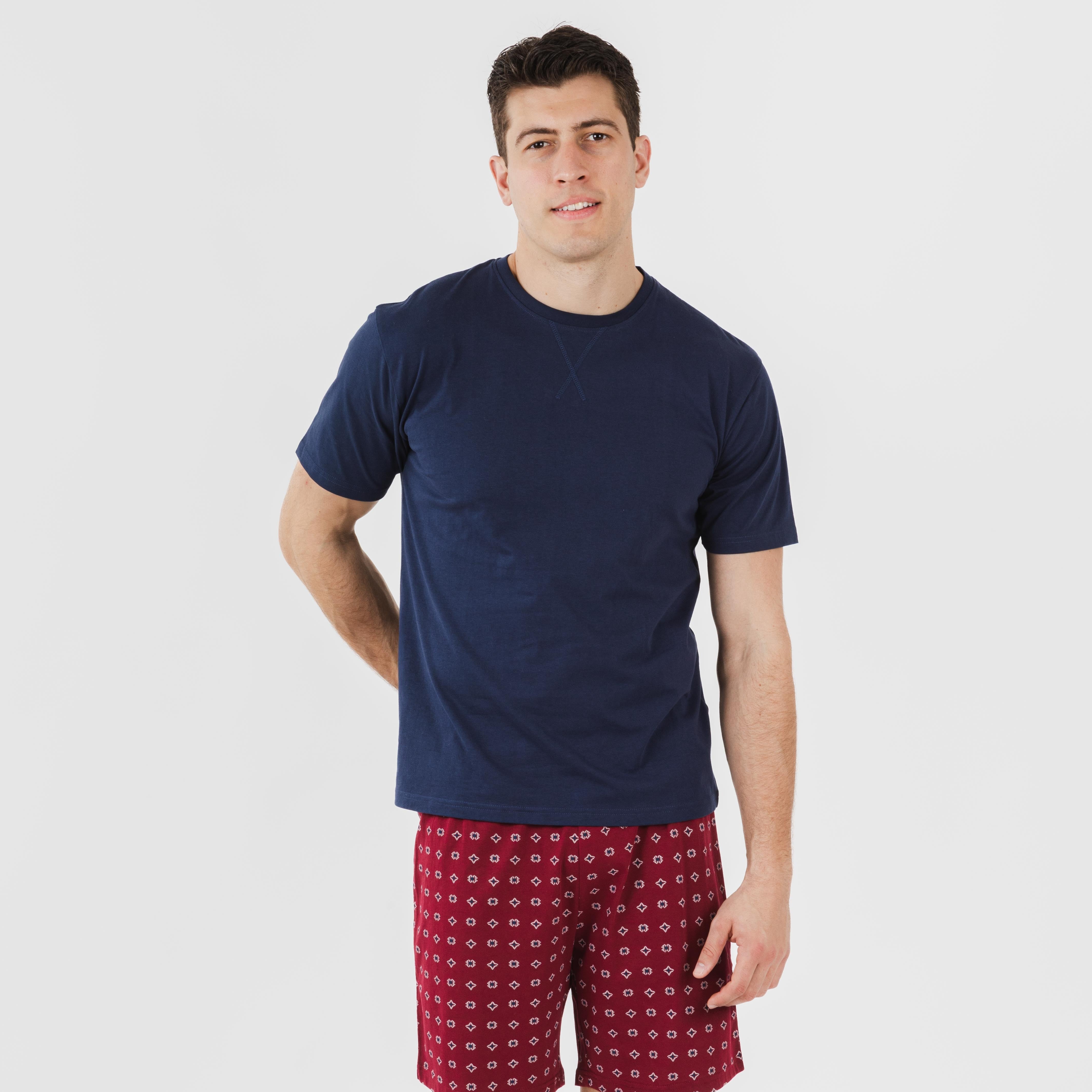 Pijama curto masculino Loui em algodão azul marinho