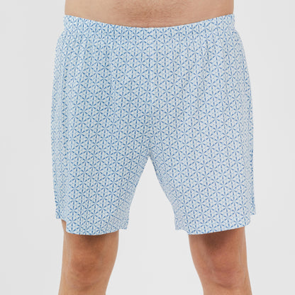Pijama curto masculino Timon, de algodão, azul