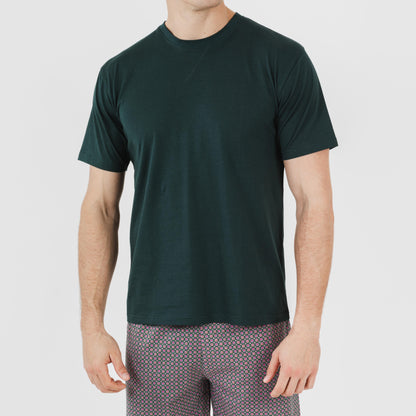 Pijama curto masculino de algodão, verde, Canes