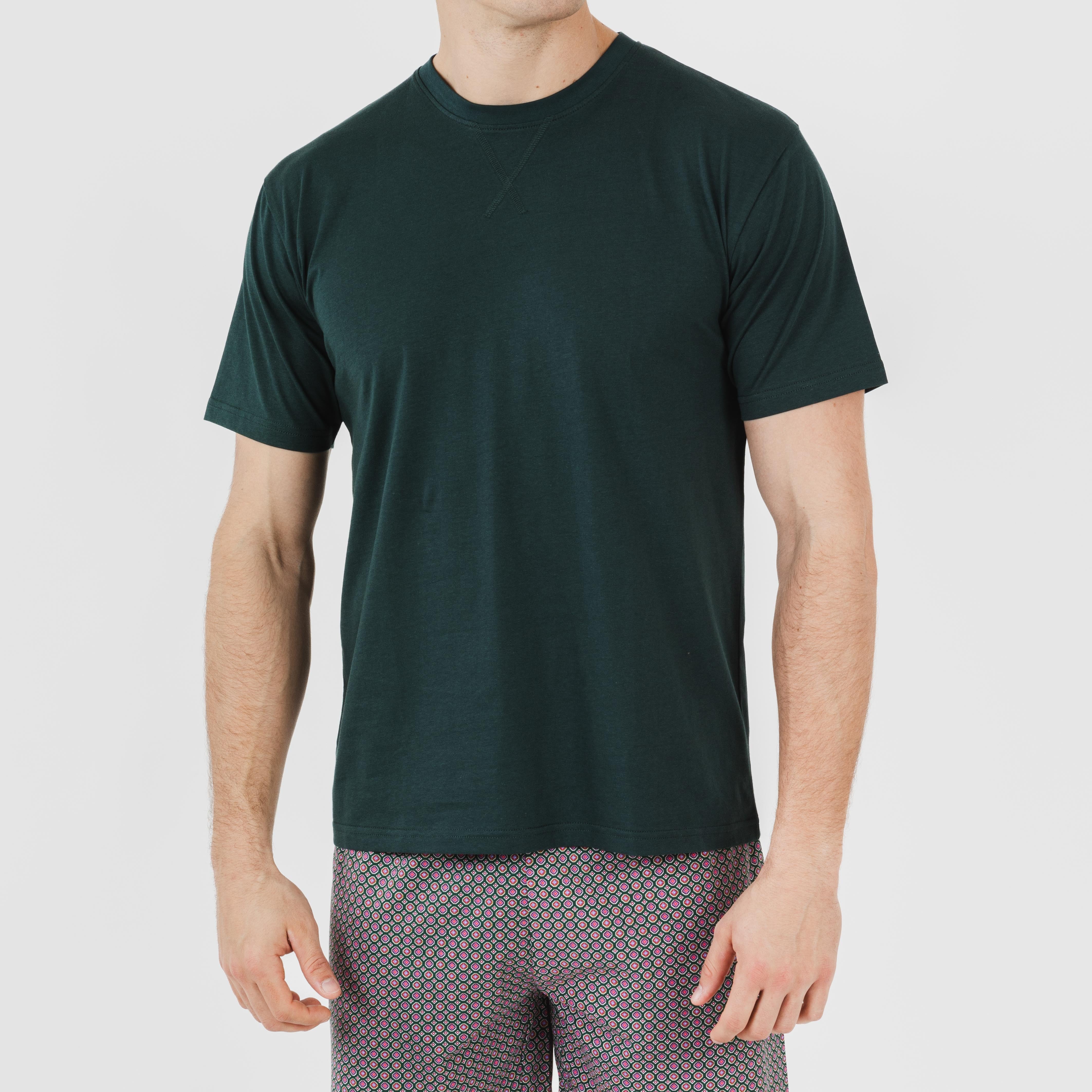Pijama curto masculino de algodão, verde, Canes
