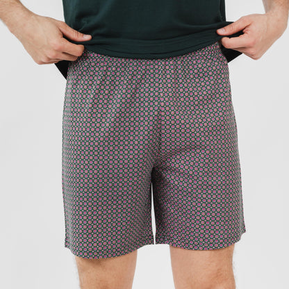 Pijama curto masculino de algodão, verde, Canes