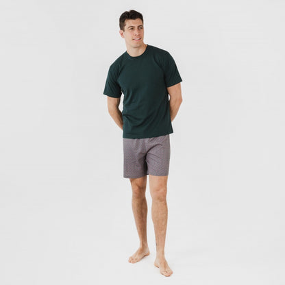 Pijama curto masculino de algodão, verde, Canes