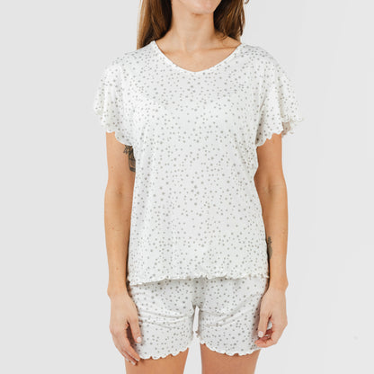 Pijama feminino de manga curta e tecido macio, Pearl Universe