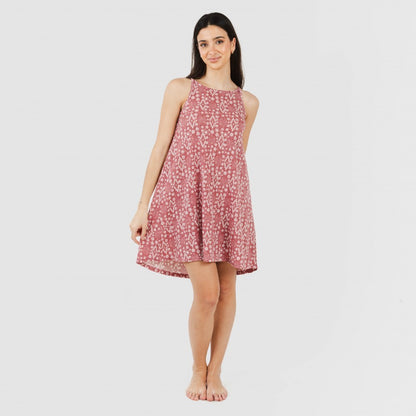 Vestido curto tomara que caia em crepe rosa malva da Piluca com alças.