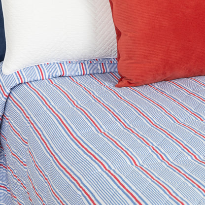 Colcha de cama Fermin azul listrada