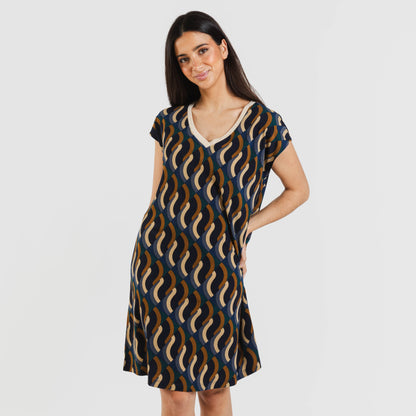 Vestido curto Roser em crepe com mangas fluidas