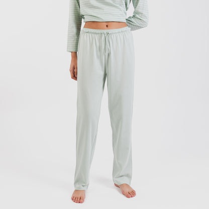 Pijama longo de algodão Denis, verde Tiffany