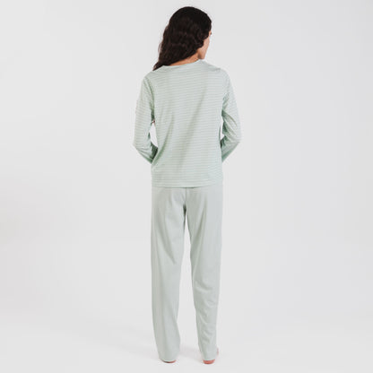 Pijama longo de algodão Denis, verde Tiffany